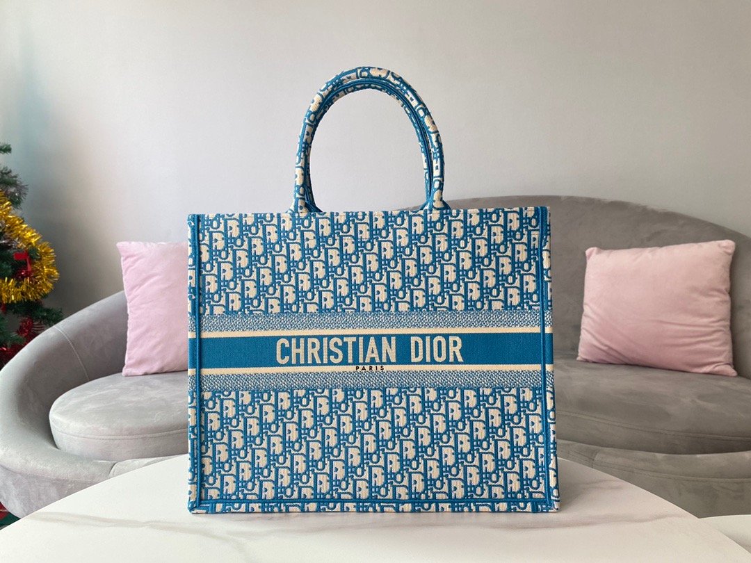 Christian Dior Large Dior Book Tote Blue. For Women. Women's Handbags 16.5in/42cm CD - Soul Replicas