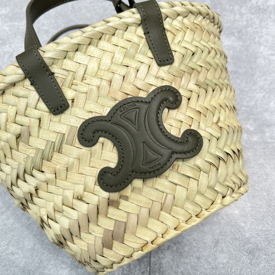 Celine Teen Triomphe Classic Pannier Tote Dark Green For Women 8in/20cm - Soul Replicas