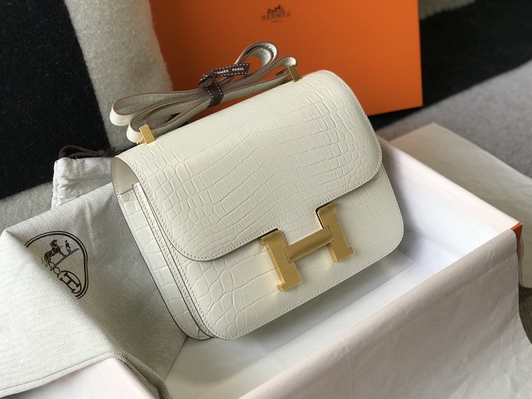 Hermes Constance 23 Pattern Crocodile White For Women. Women-s Handbags. Shoulder Bag 9in/23cm - Soul Replicas