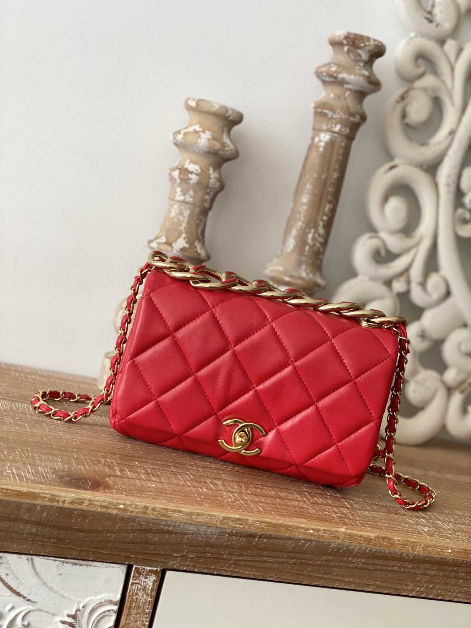 Chanel Classic Diamond Flap Bag Red For Women. Women-s Bags 9.1in/23cm - Soul Replicas