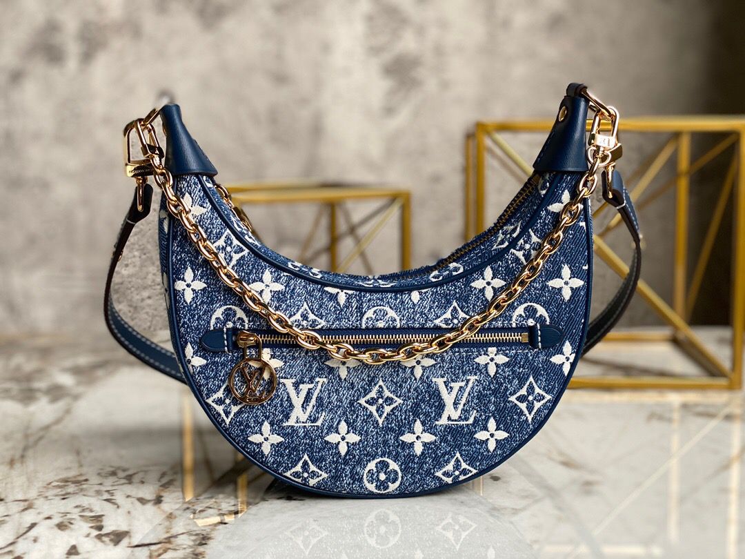 Louis Vuitton Loop Since 1854 Jacquard Navy Blue By Nicolas Ghesquière For Cruise Show. Women-s Handbags 9.1in/23cm LV M81166 - Soul Replicas