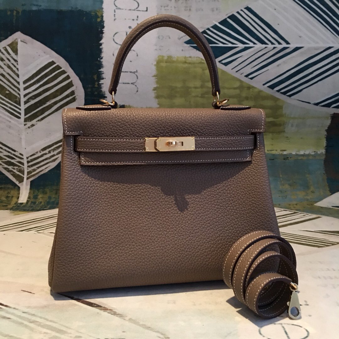 Hermes Kelly 28 Greige Bag With Gold Toned Harware For Women. Women-s Handbags. Shoulder Bags 11in/28cm - Soul Replicas