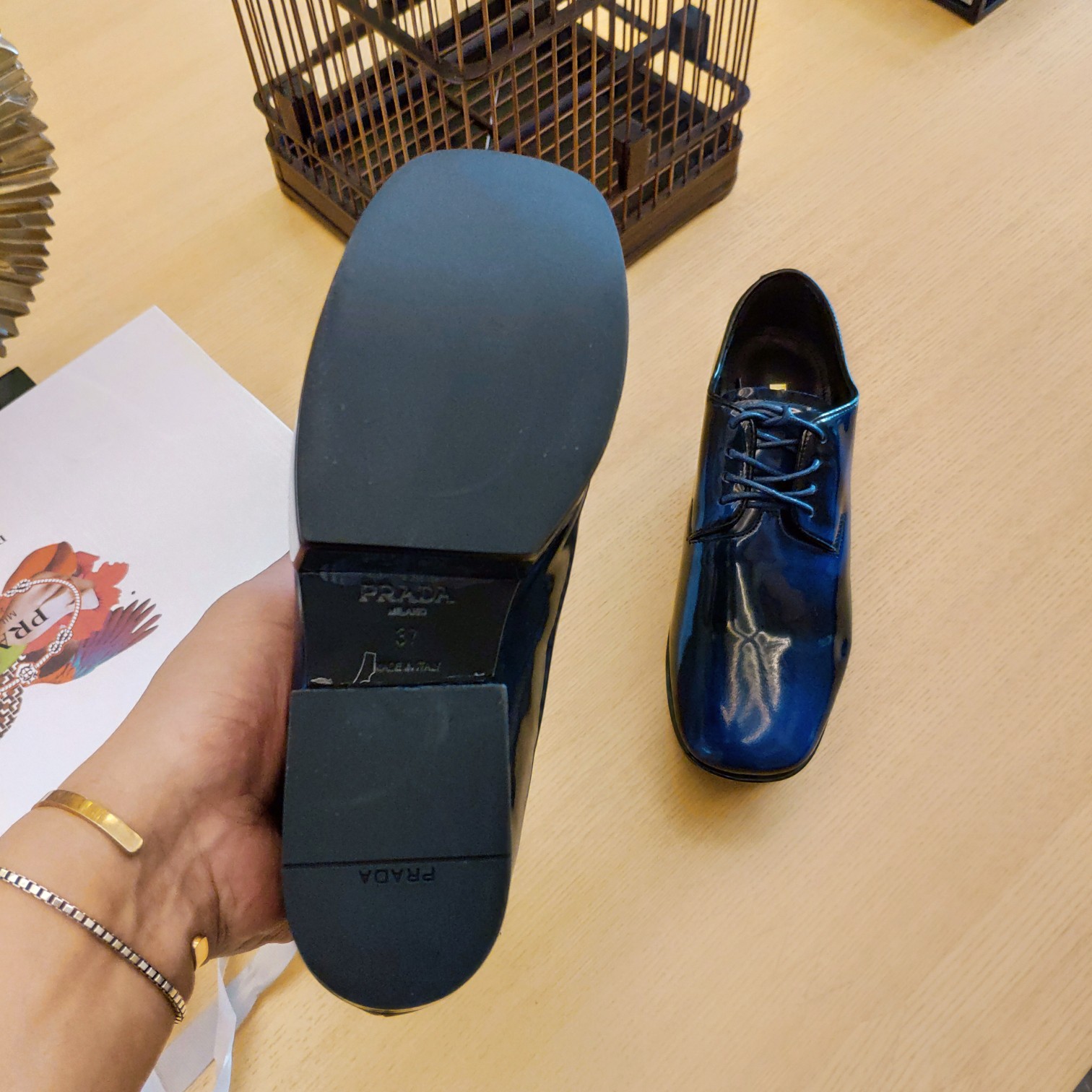 Prada Platform Lace-Ups Shoes Blue For Women 2.75in/70mm Prada - Soul Replicas