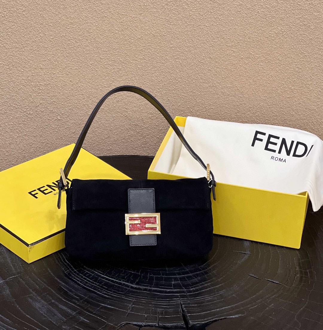 Fendi Baguette Black Bag For Woman 25cm/9.5in - Soul Replicas
