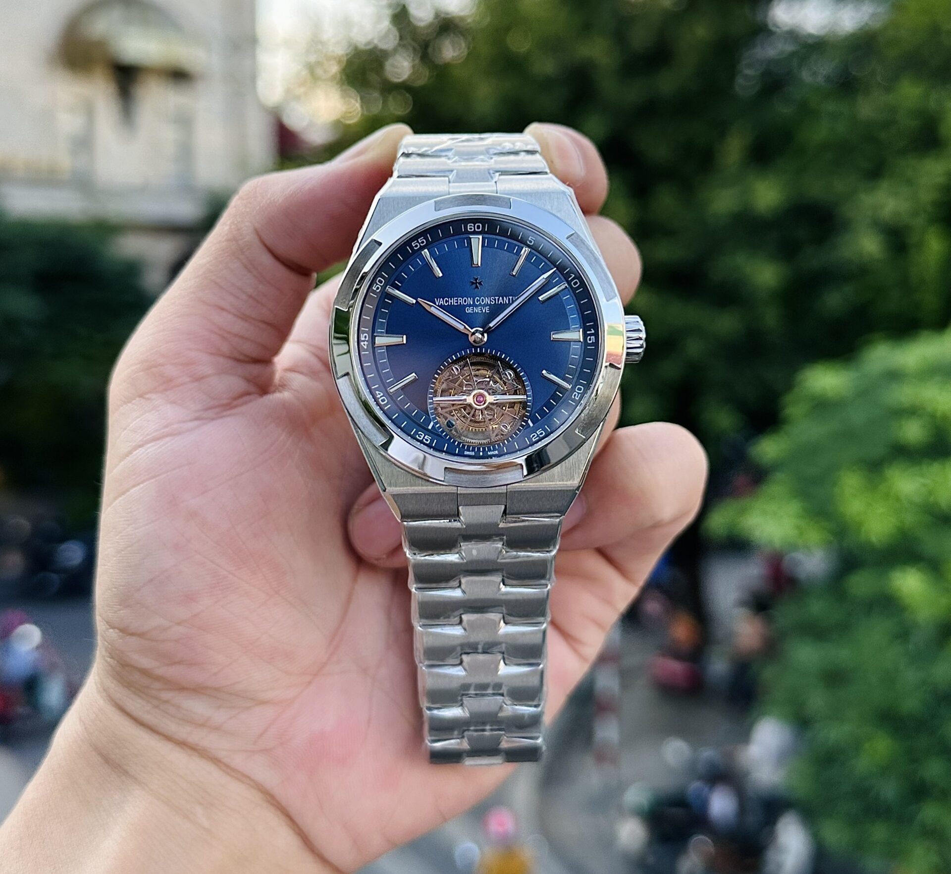 Vacheron Constantin Overseas 6000V Tourbillon Replica Watch Blue Dial 42.5mm - Soul Replicas