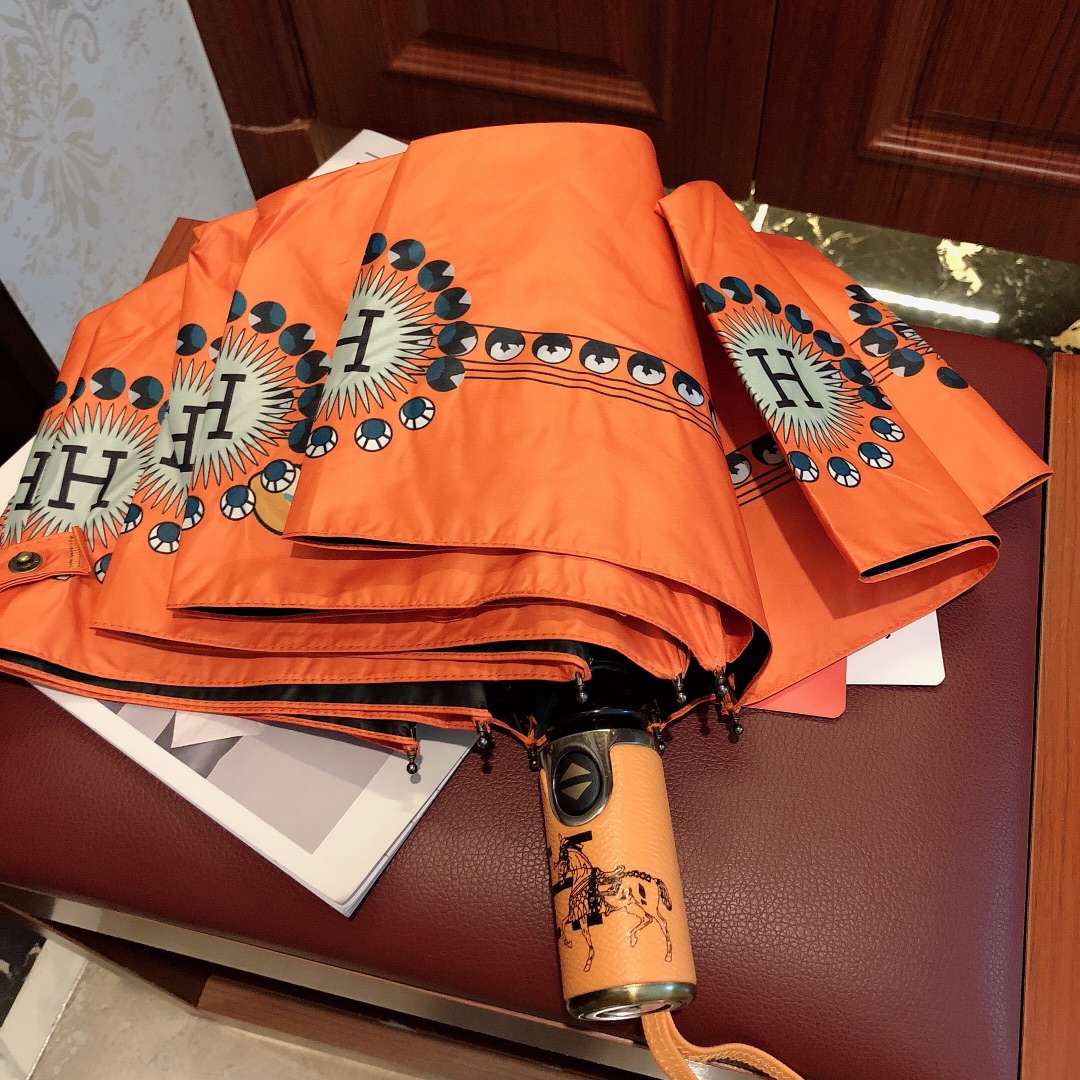 Hermes Pluie De H Folding Umbrella Orange - Soul Replicas