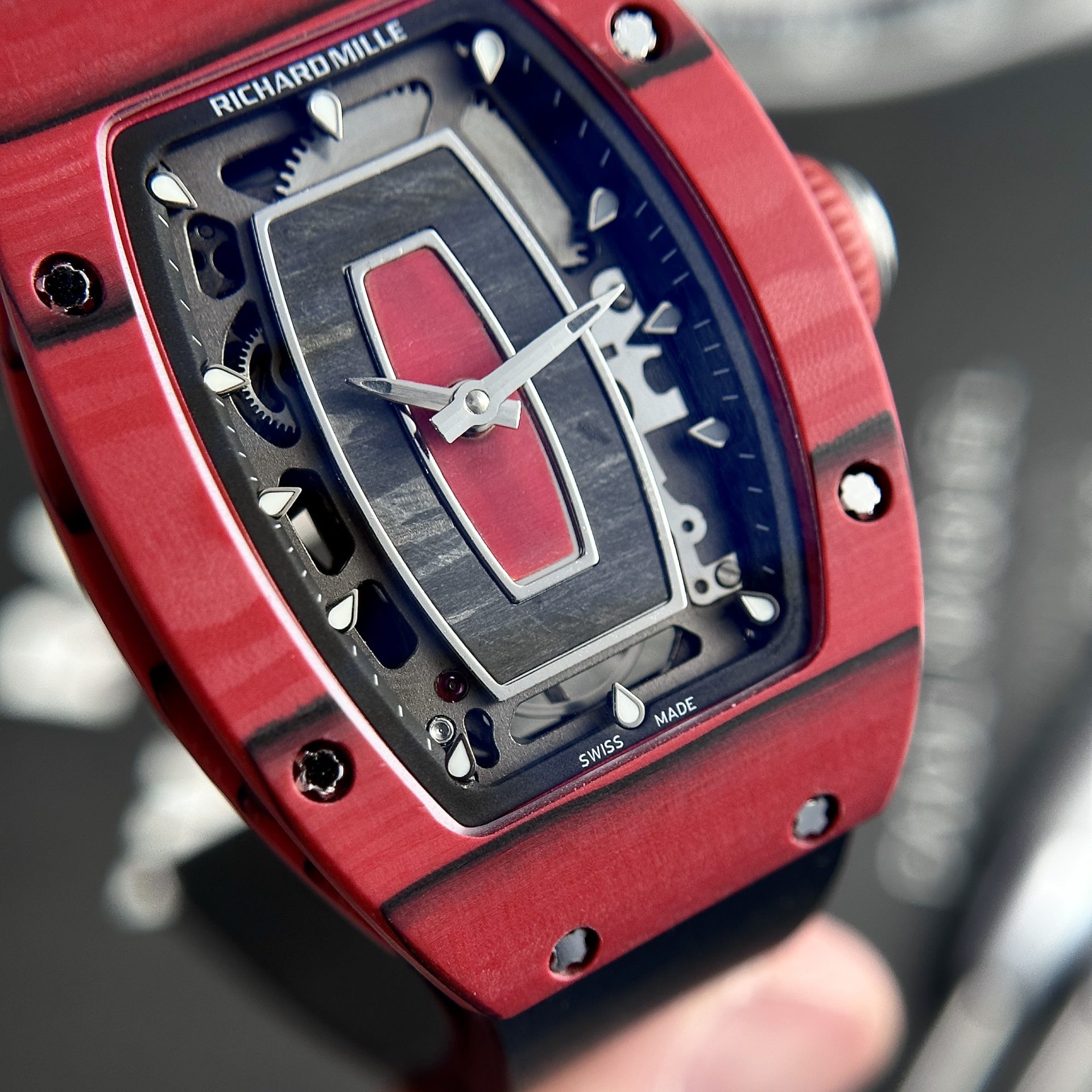 Richard Mille Replica Watches RM07-01 Red Carbon Rubber Strap 32x46mm - Soul Replicas