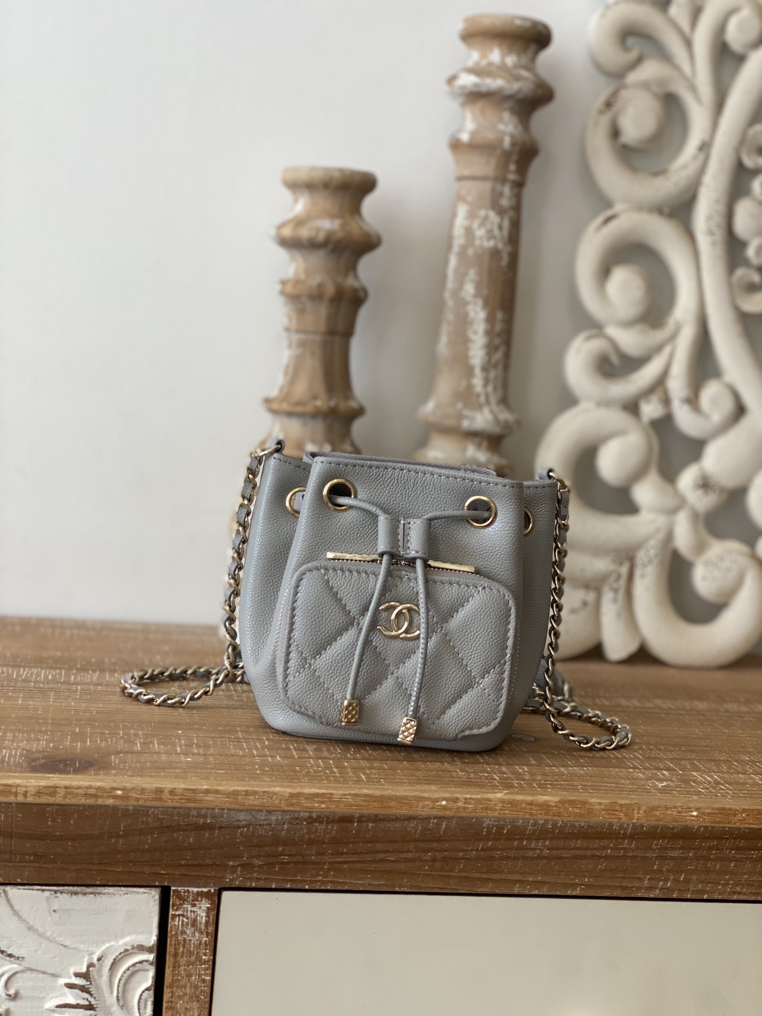 ChanelMini Bucket Bag With Strap Gray For Women. Women-s Bags 4.9in/12.5cm - Soul Replicas
