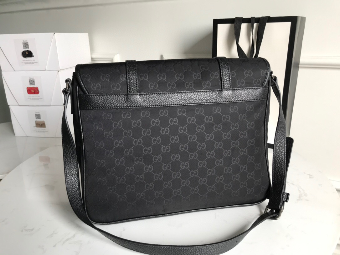 Gucci Shoulder Bag Nylon Shima Black Gucci Embossed For Men 13.8in/35cm Gucci - Soul Replicas