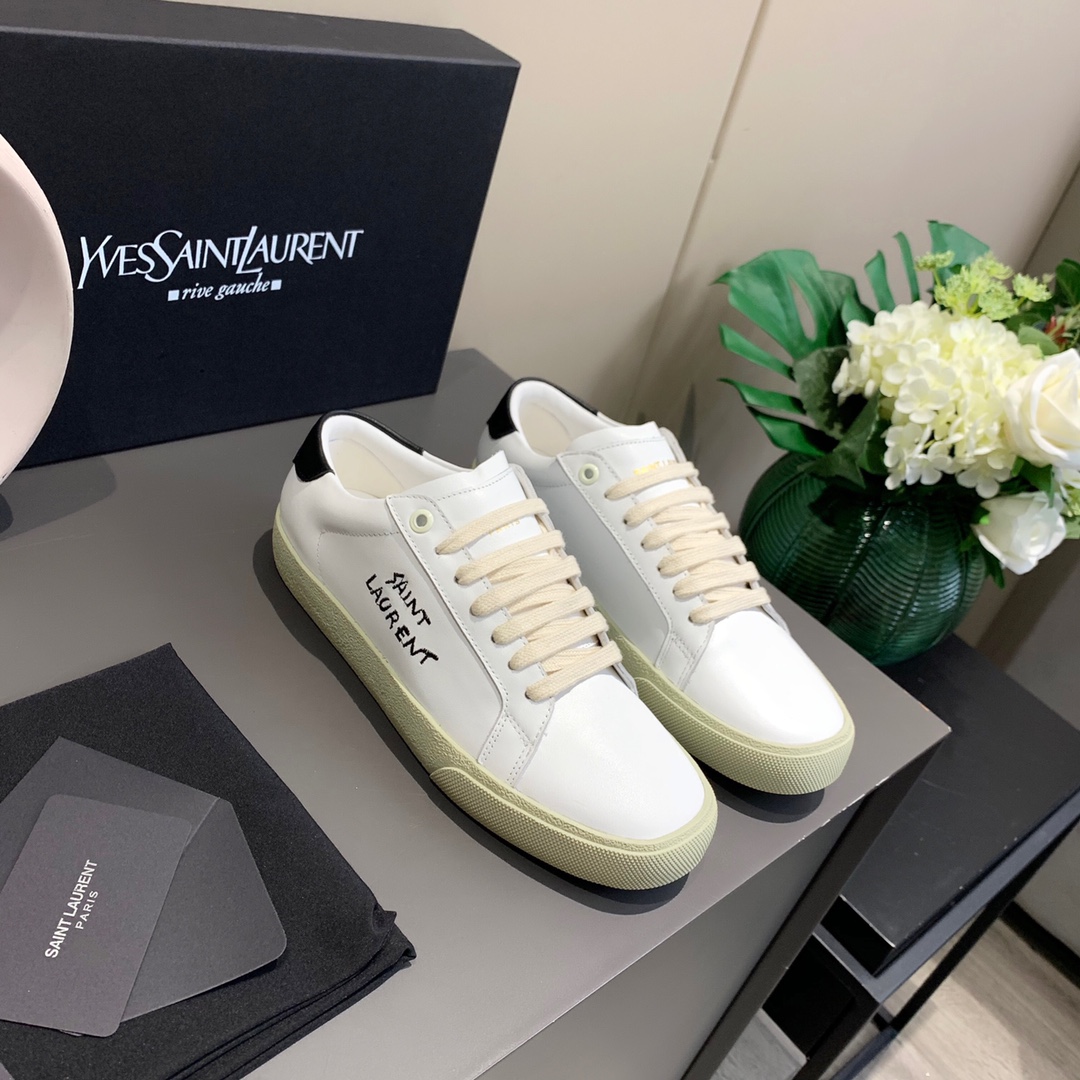 Yves Saint Laurent Women's Court Classic Sl/06 Embroidered Sneakers White For Women YSL 61064908G109061 - Soul Replicas