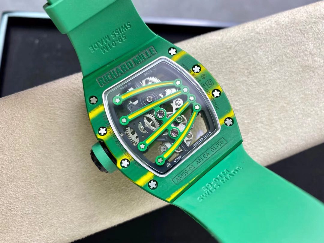 Richard Mille Replica Watch RM59-01 Yohan Blake Tourbillon Carbon Green 43x50mm - Soul Replicas