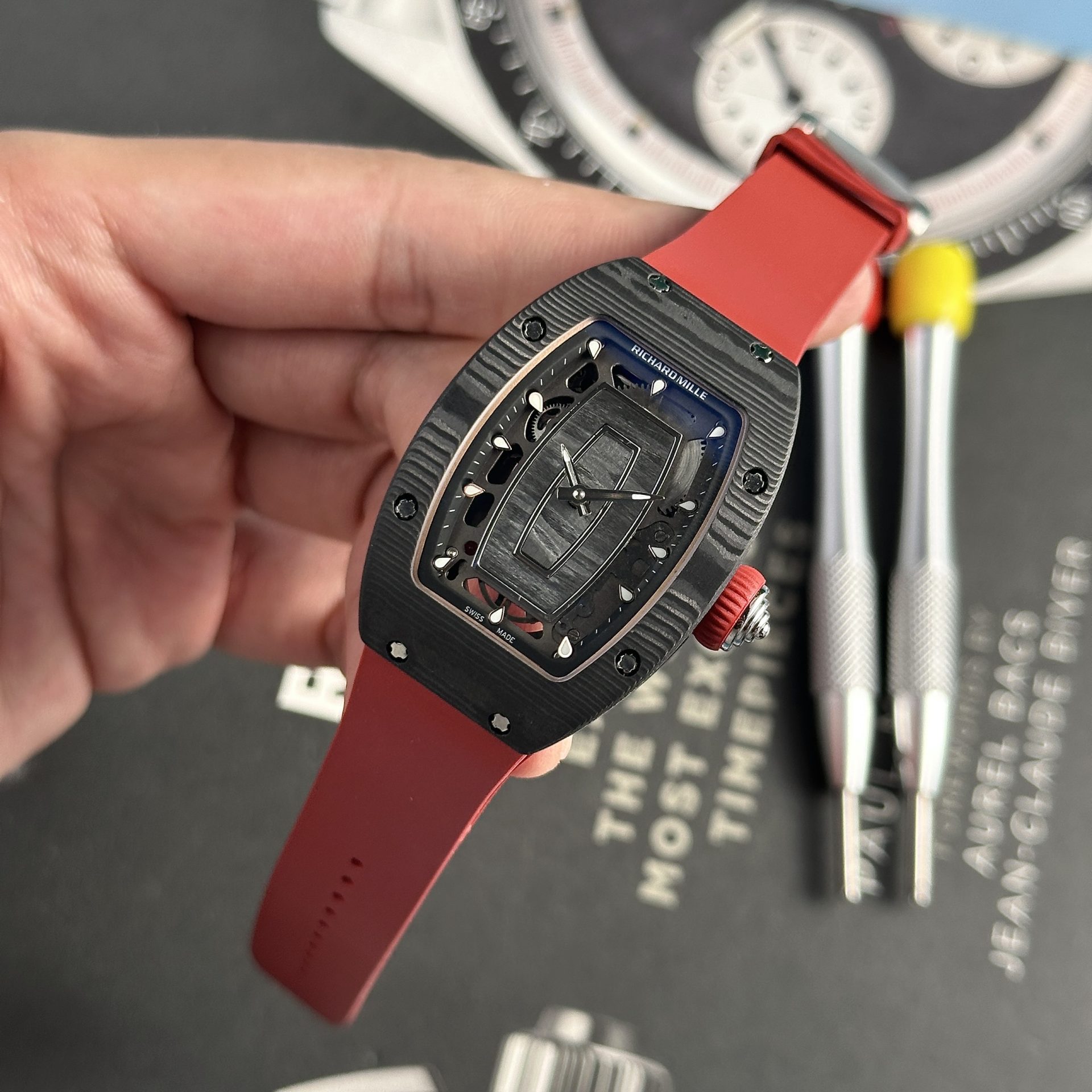 Richard Mille Replica Watch RM07-01 Black Carbon Rubber Strap 32x46mm - Soul Replicas