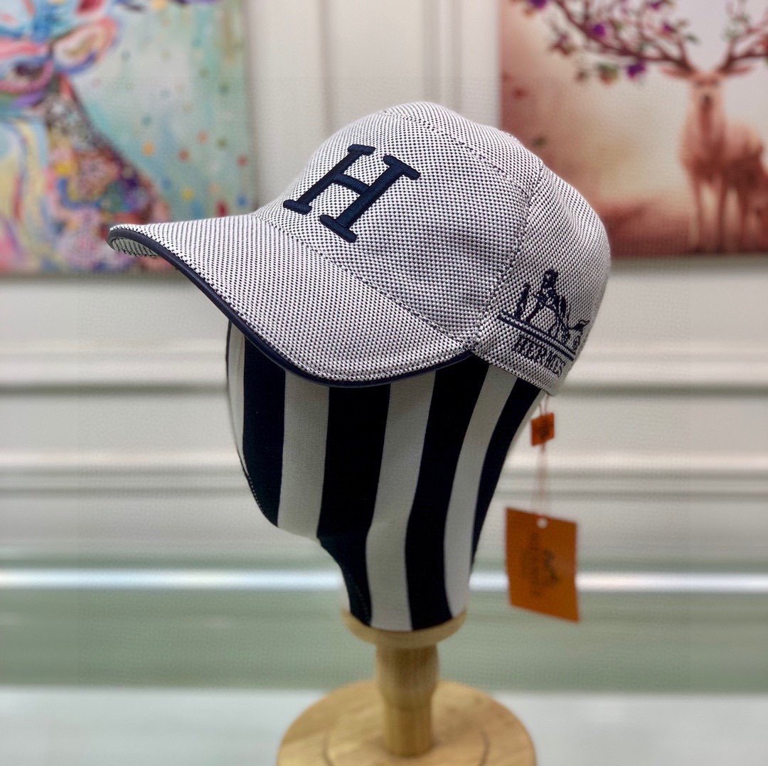 Hermes Davis H Primavera Grey Beige Hermes Cap - Soul Replicas