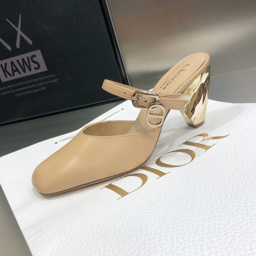 Christian Dior Rhodes Heeled Mule Nude For Women CD - Soul Replicas