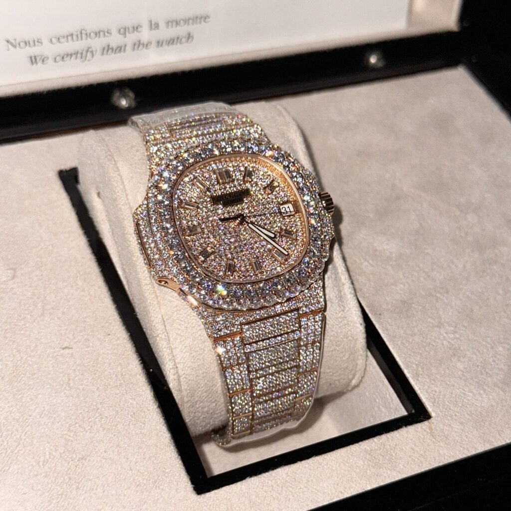 Patek Philippe Best Replica Watch Nautilus 5719 Gold Wrapped & Moissanite Diamonds Custom 40mm - Soul Replicas