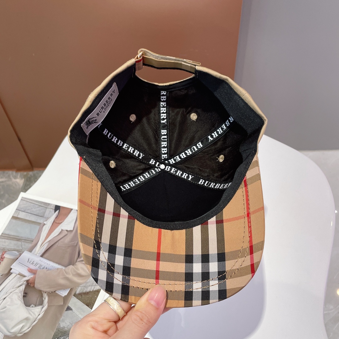 Burberry Monogram Motif Icon Stripe Cotton Baseball Cap Beige - Soul Replicas