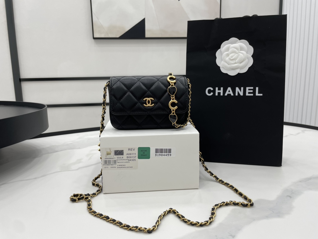 Chanel Classic Distressed Black For Women. Women-s Bags 4.7in/12cm - Soul Replicas