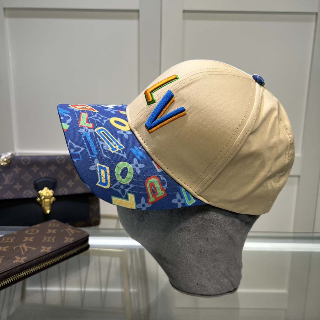 Louis Vuitton Embroidered Logo Baseball Cap Cream LV Cap - Soul Replicas