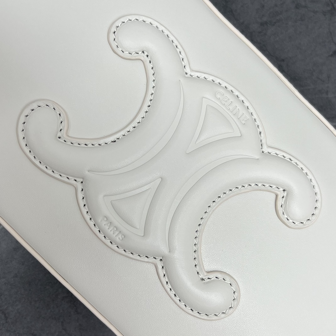 Celine Camera Shoulder Bag Cuir Triomphe White For Women 10in/26cm - Soul Replicas