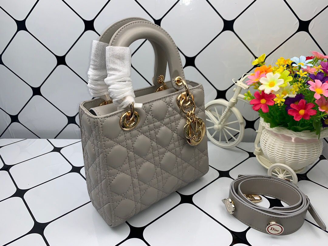 Christian Dior Small Lady Dior Bag Gold Toned Hardware. Dark Grey. For Women Women's Handbags. Crossbody Bags. 20cm CD - Soul Replicas