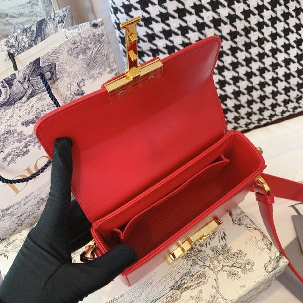 Christian Dior Mini 30 Montaigne Bag Gold Toned Hardware Red For Women 18cm/7in CD - Soul Replicas