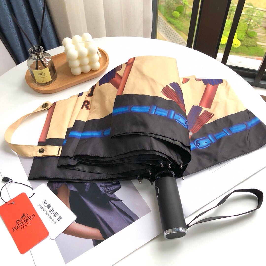 Hermes Pluie De H Folding Umbrella Beige - Soul Replicas