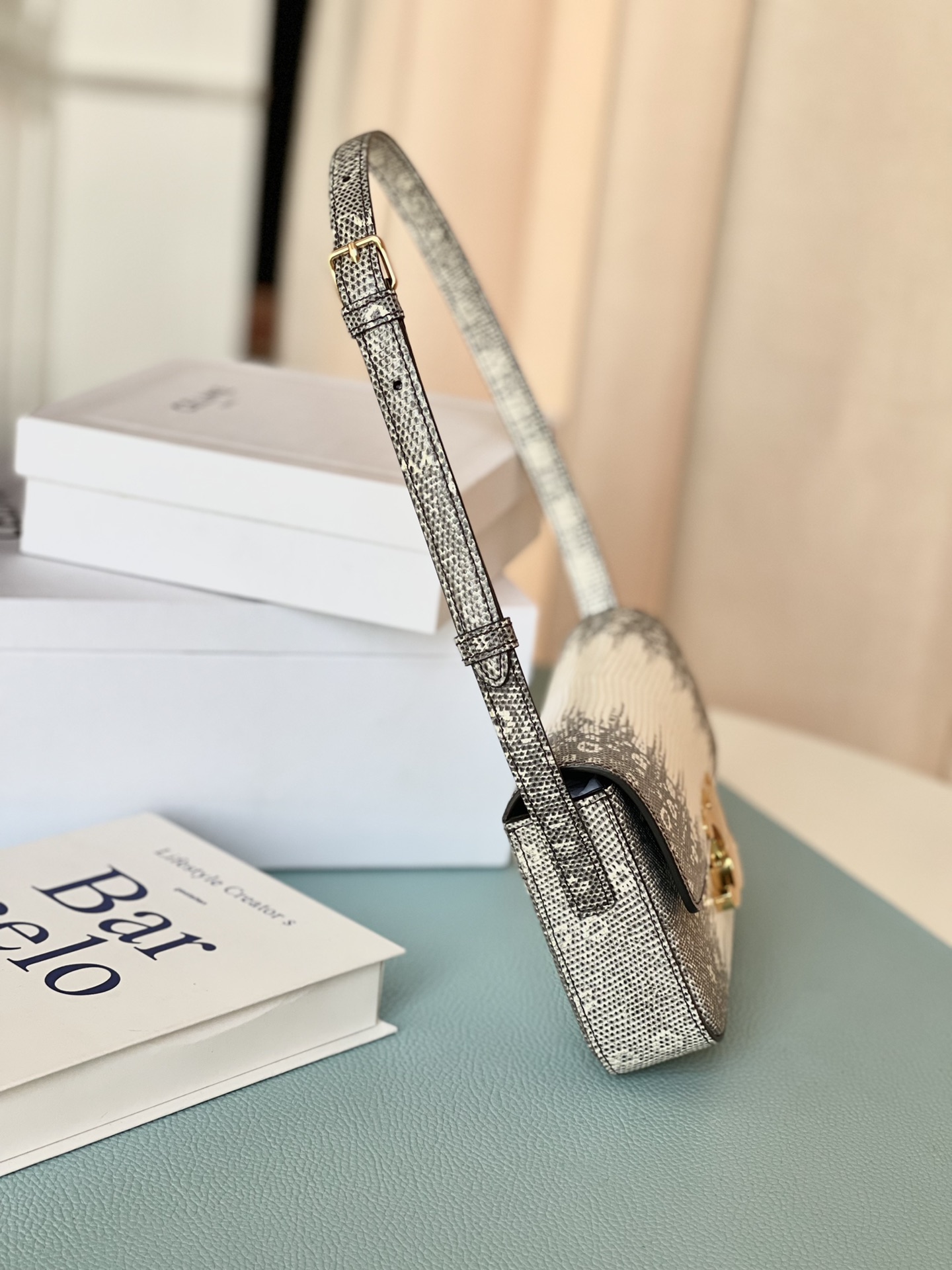 Celine Triomphe Shoulder Bag In Lizard Natural For Women 8in/20cm 194144BF5.02VG - Soul Replicas