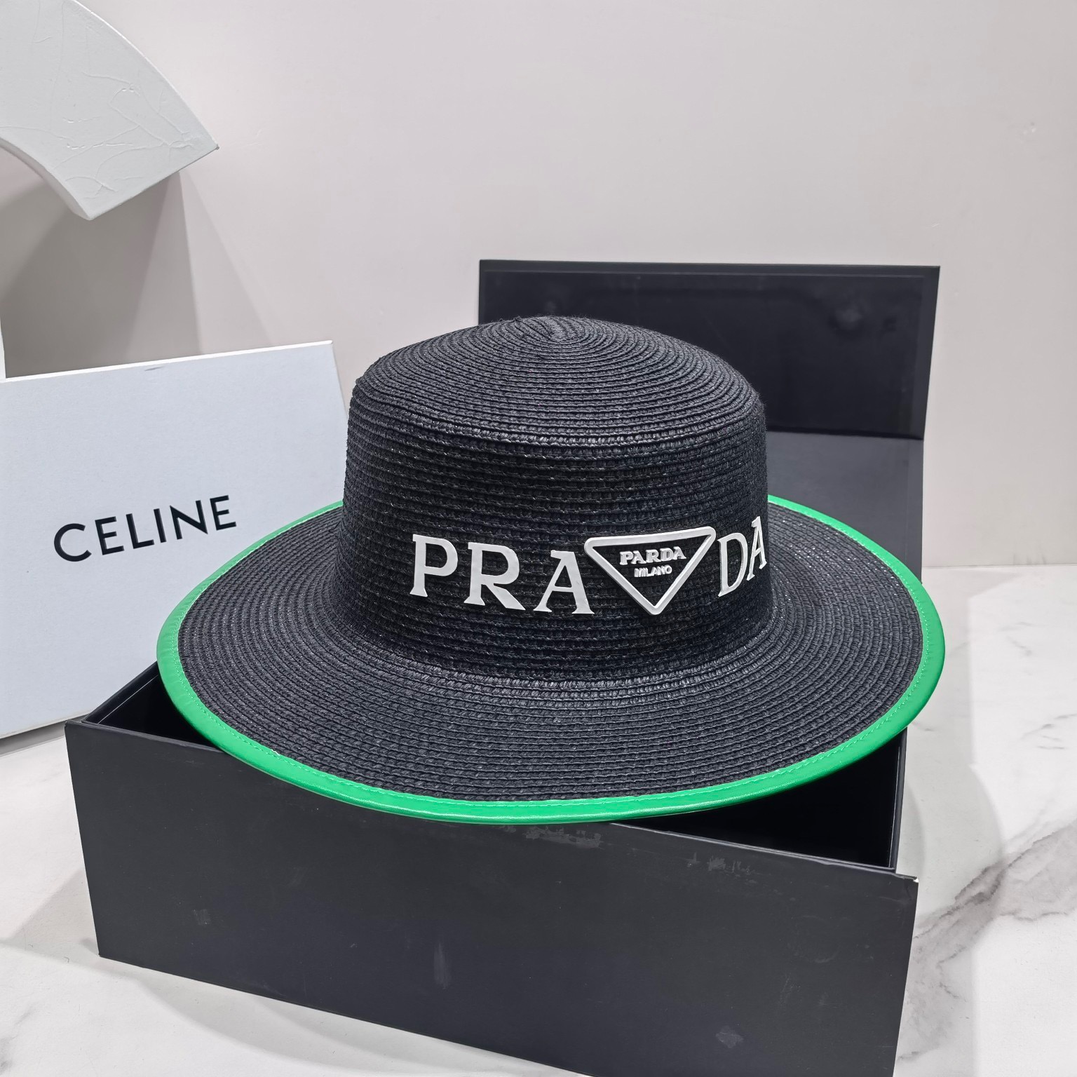 Prada Raffia Hat Black Prada Hat - Soul Replicas