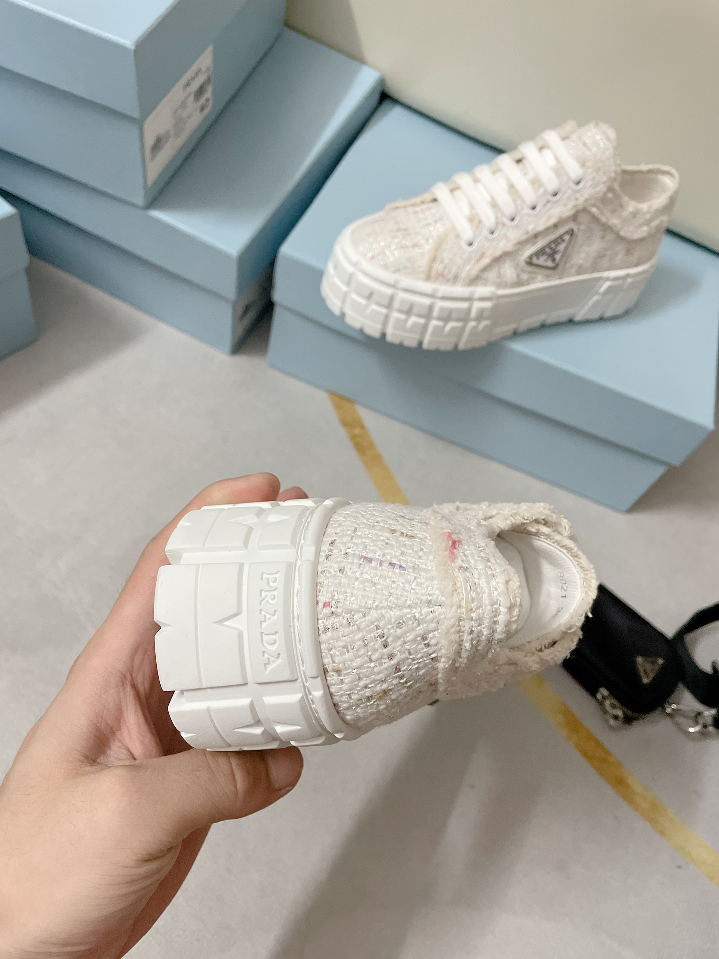 Prada Double Wheel Gabardine Sneakers White For Women 2in/50mm Prada  - Soul Replicas