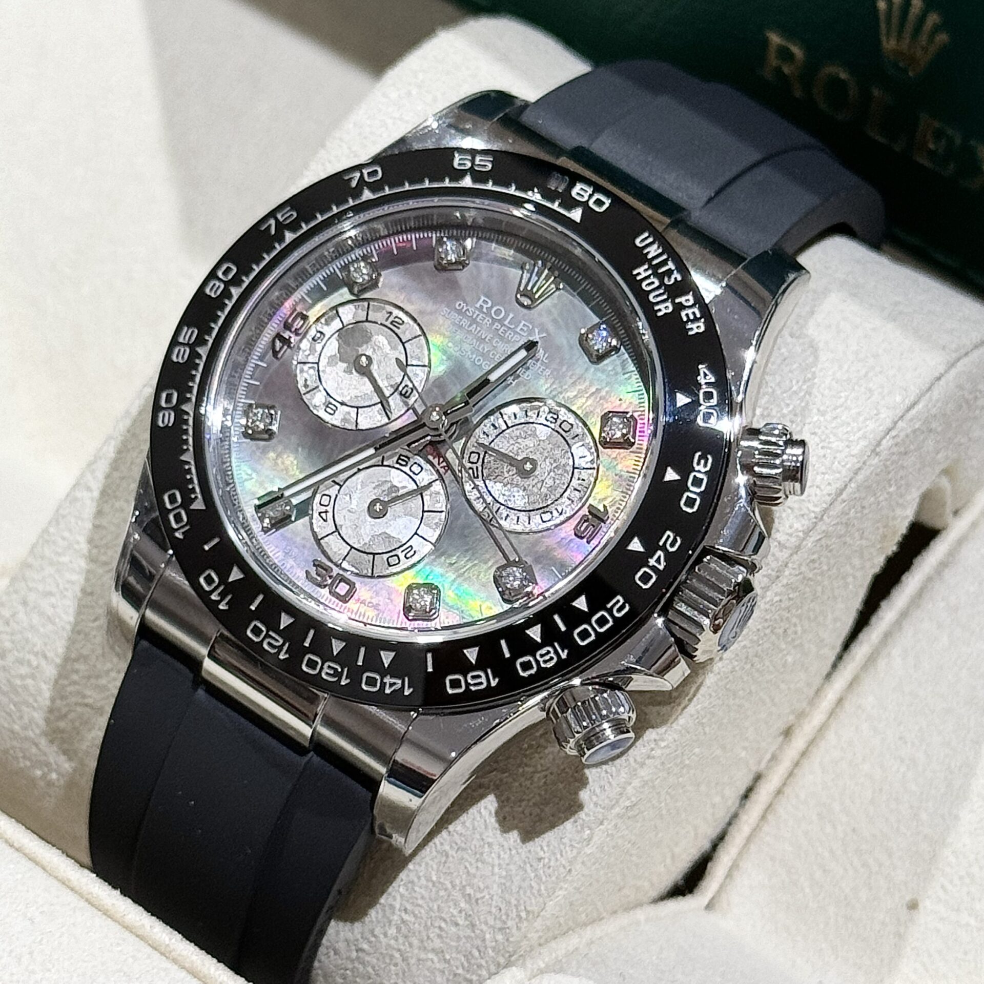 Rolex Replica Watches Daytona Mother Of Pearl And Moissanite Diamonds Dial 40mm - Soul Replicas