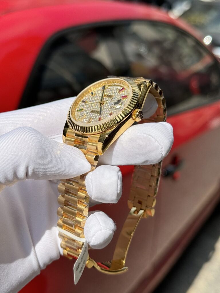 Rolex Day-Date Solid Gold Wrapped Replica Watch With Moissanite 40mm - Soul Replicas