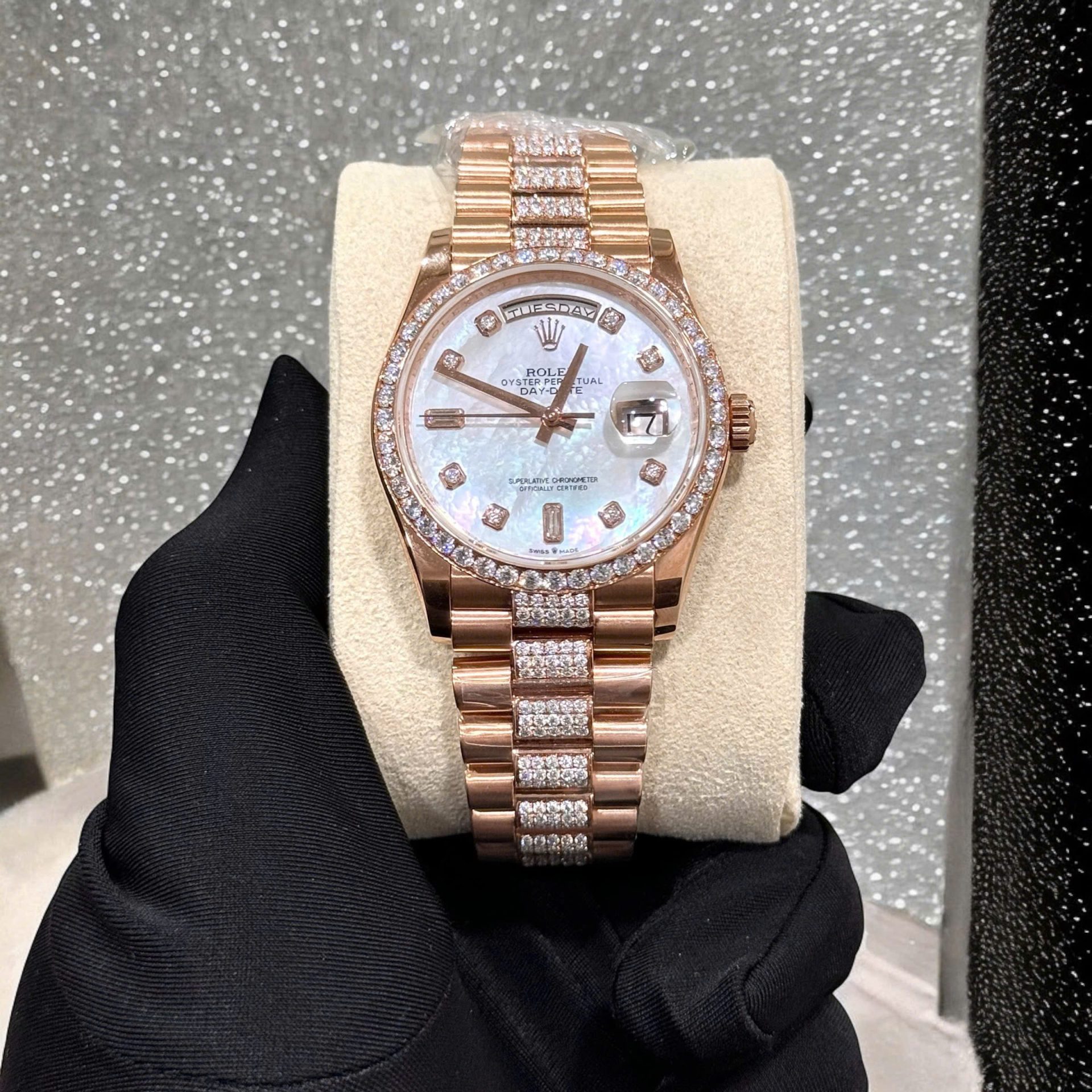 Rolex Day-Date Replica Watch Gold Wrapped Moissanite Diamonds Hong Kong 36mm - Soul Replicas