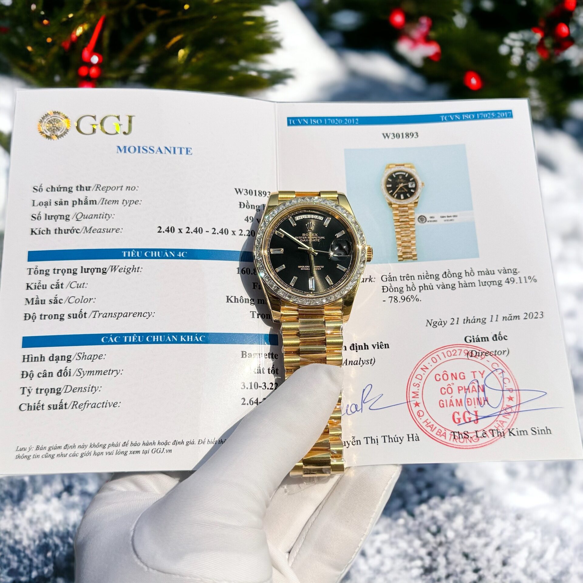 Rolex Day-Date 228238 Replica Watch 18K Gold Wrapped Moissanite Bezel GM 40mm - Soul Replicas