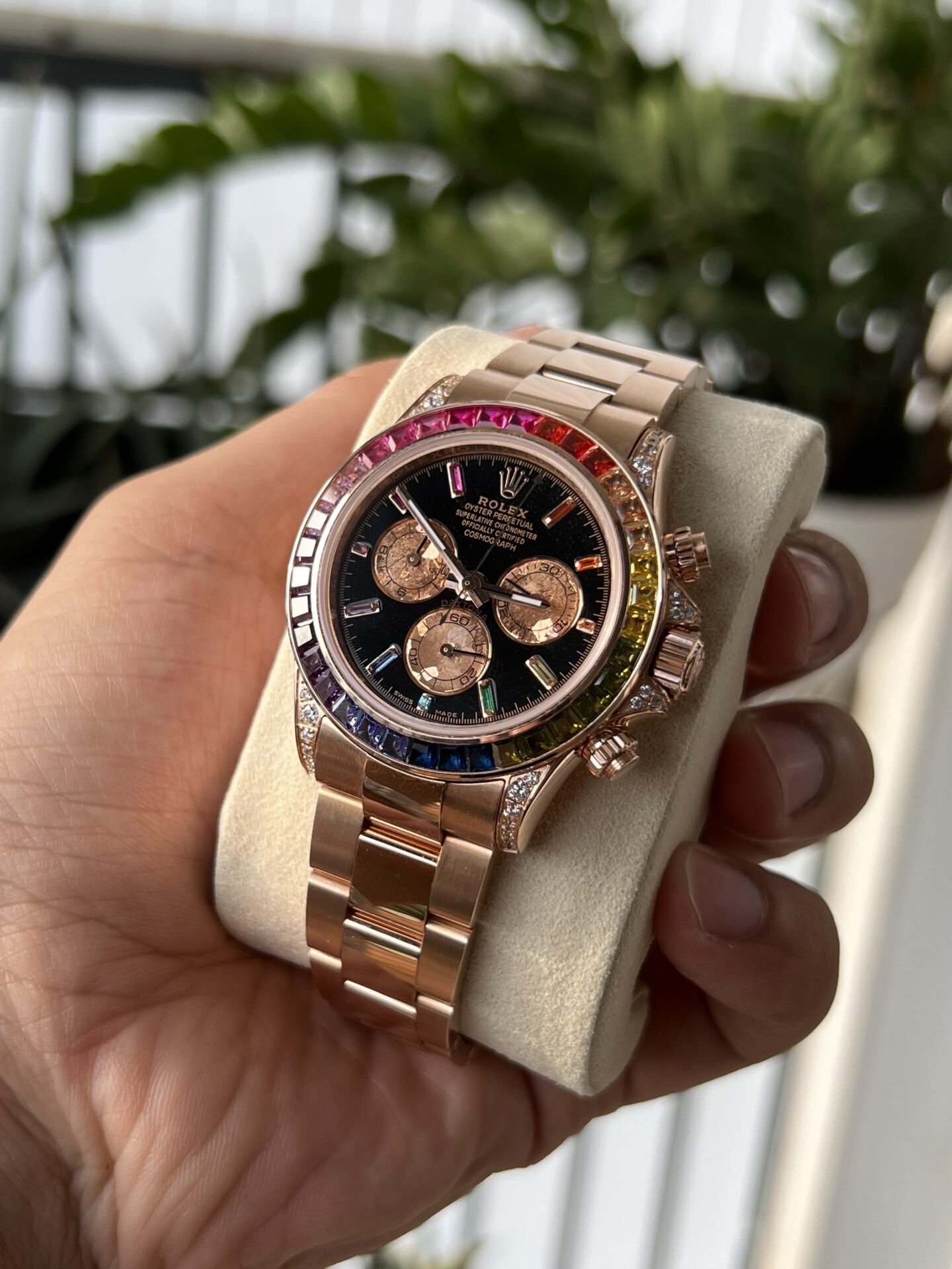 Rolex Daytona Rainbow Replica Watch Gold Wrapped Moissanite TW 40mm - Soul Replicas