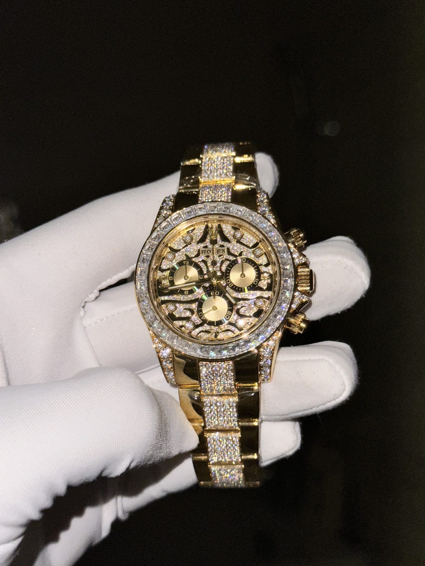 Rolex Best Replica Watch Daytona Eye Of Tiger Gold Wrapped Moisasnite Diamonds Custom 40mm - Soul Replicas