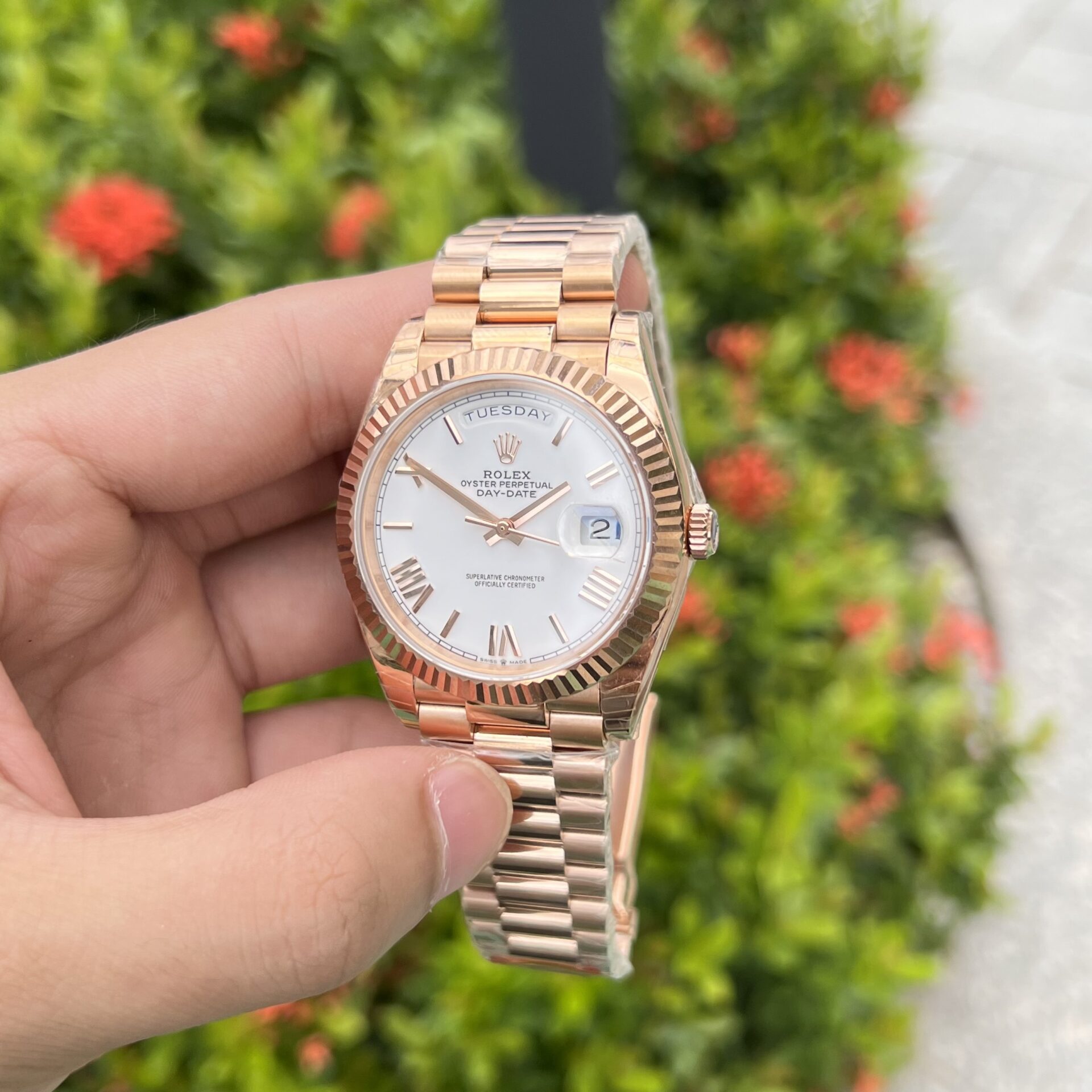 Rolex Day-Date Rose Gold Best Replica Watch White Dial 40mm - Soul Replicas