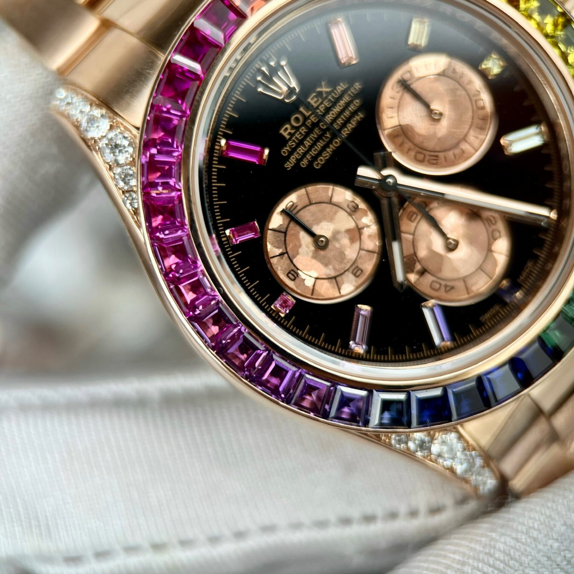 Rolex Daytona Rainbow 116595RBOW Best Replica Watch Gold Wrapped Moissanite Diamond 40mm - Soul Replicas