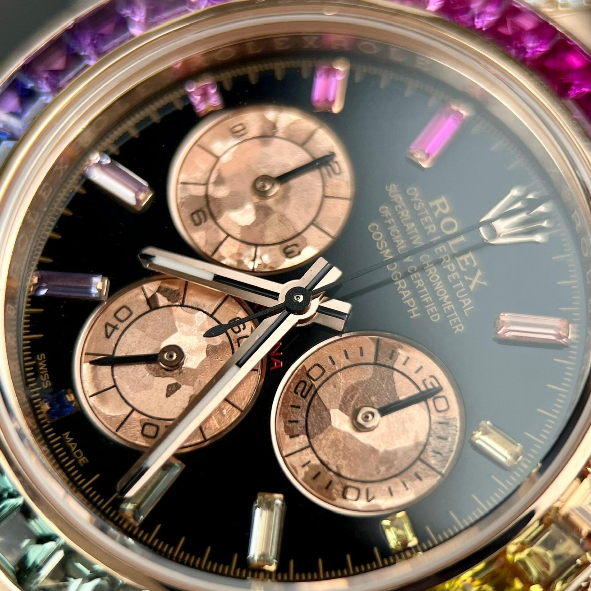 Rolex Daytona Rainbow 116595RBOW Best Replica Watch Gold Wrapped Moissanite Diamond 40mm - Soul Replicas