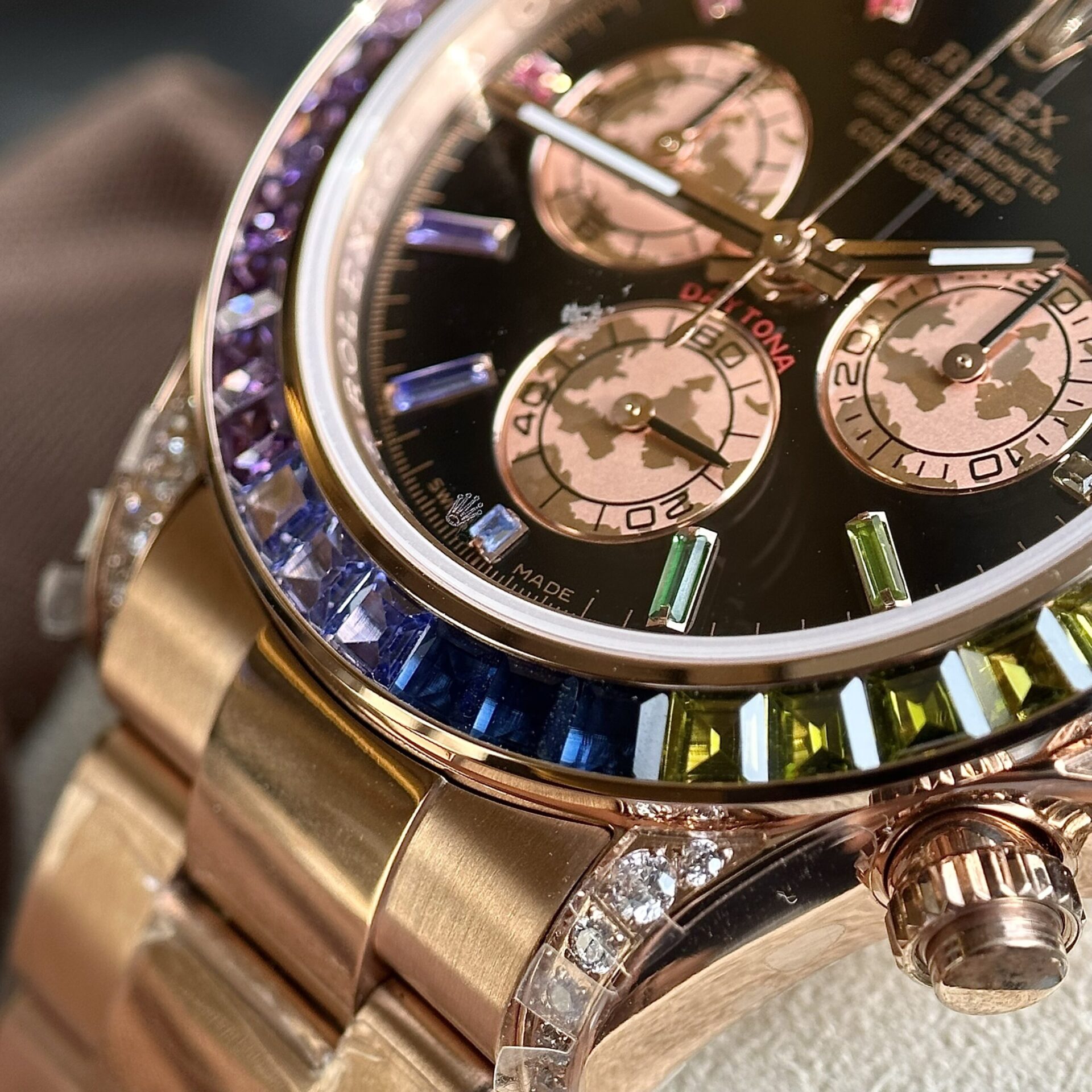 Rolex Fake Watch Daytona Rainbow Black Dial TW Factory 40mm - Soul Replicas