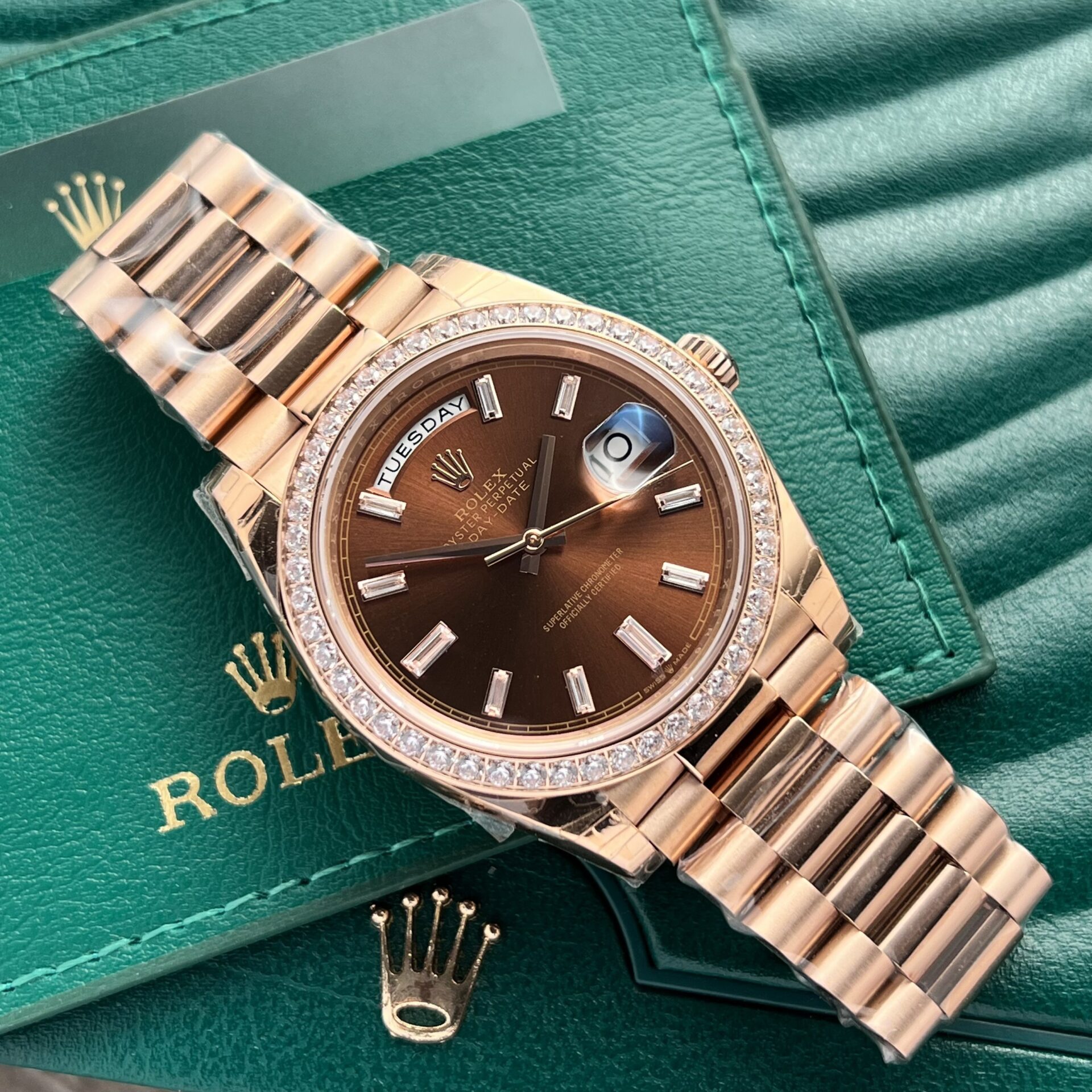 Rolex Fake Watch Day-Date 228235 Chocolate Dial EW Factory 40mm - Soul Replicas