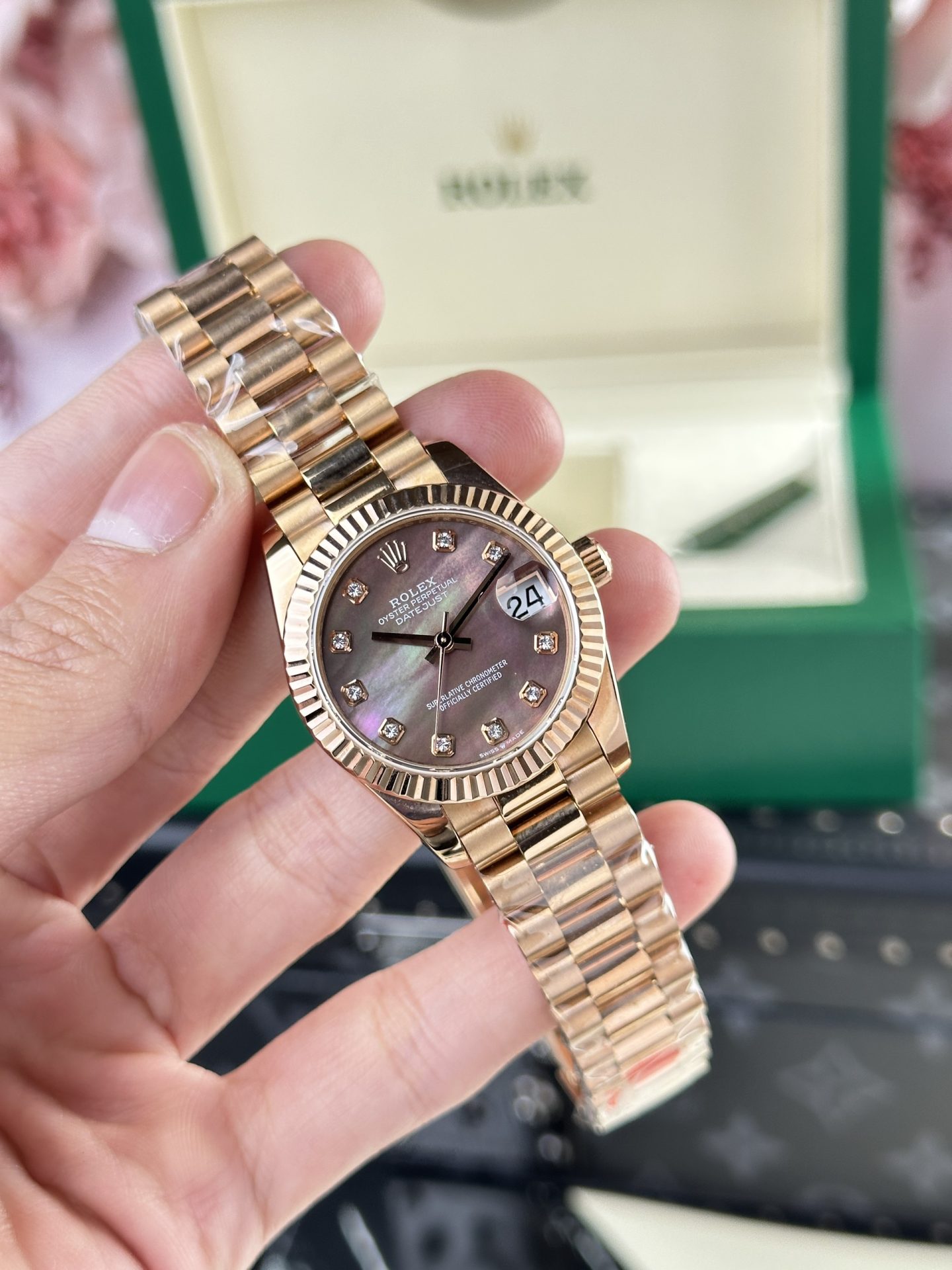 Rolex Replica Watch DateJust Rose Gold 178275 Mother Of Pearl Dial 31mm - Soul Replicas