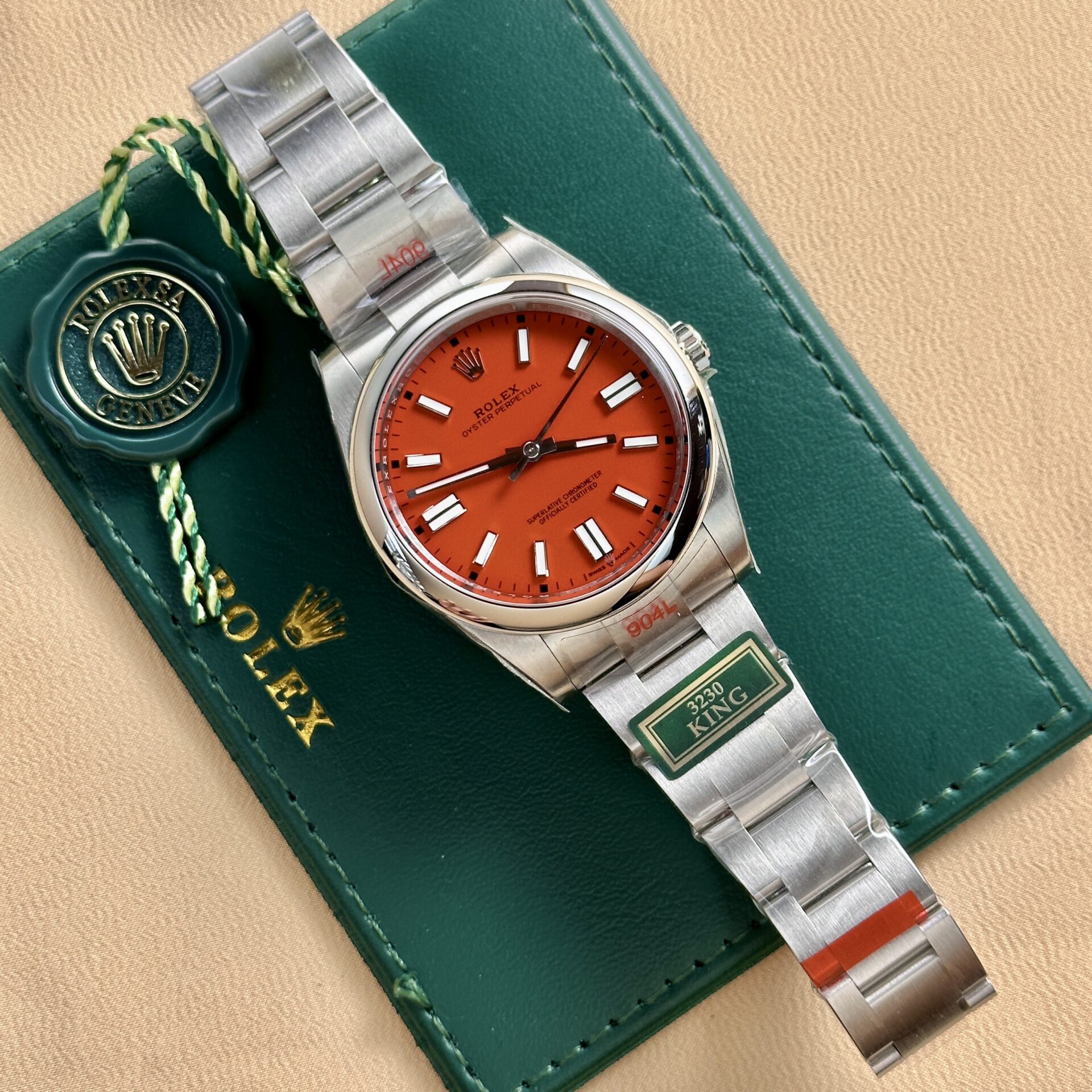 Rolex Oyster Perpetual 124300 Red Dial Oyster Strap King Factory 41mm - Soul Replicas