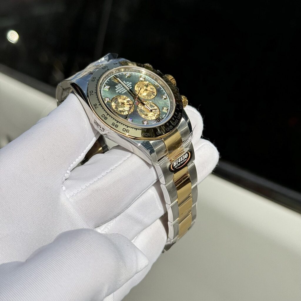 Rolex Cosmograph Daytona Replica Watch Mother Of Pearl & Moissanite Diamonds Dial 40mm - Soul Replicas