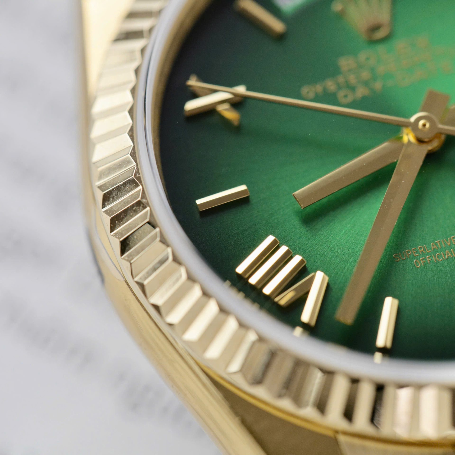 Rolex Day-Date 128238 Replica Watch Green Ombre Dial Weight 158gram QF 36mm - Soul Replicas