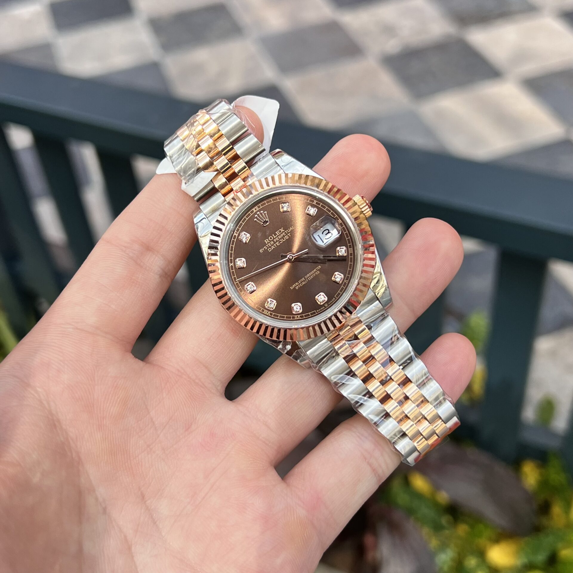 Rolex DateJust Replica Watch 18K Rose Gold Wrapped Chocolate Dial GMF 41mm - Soul Replicas