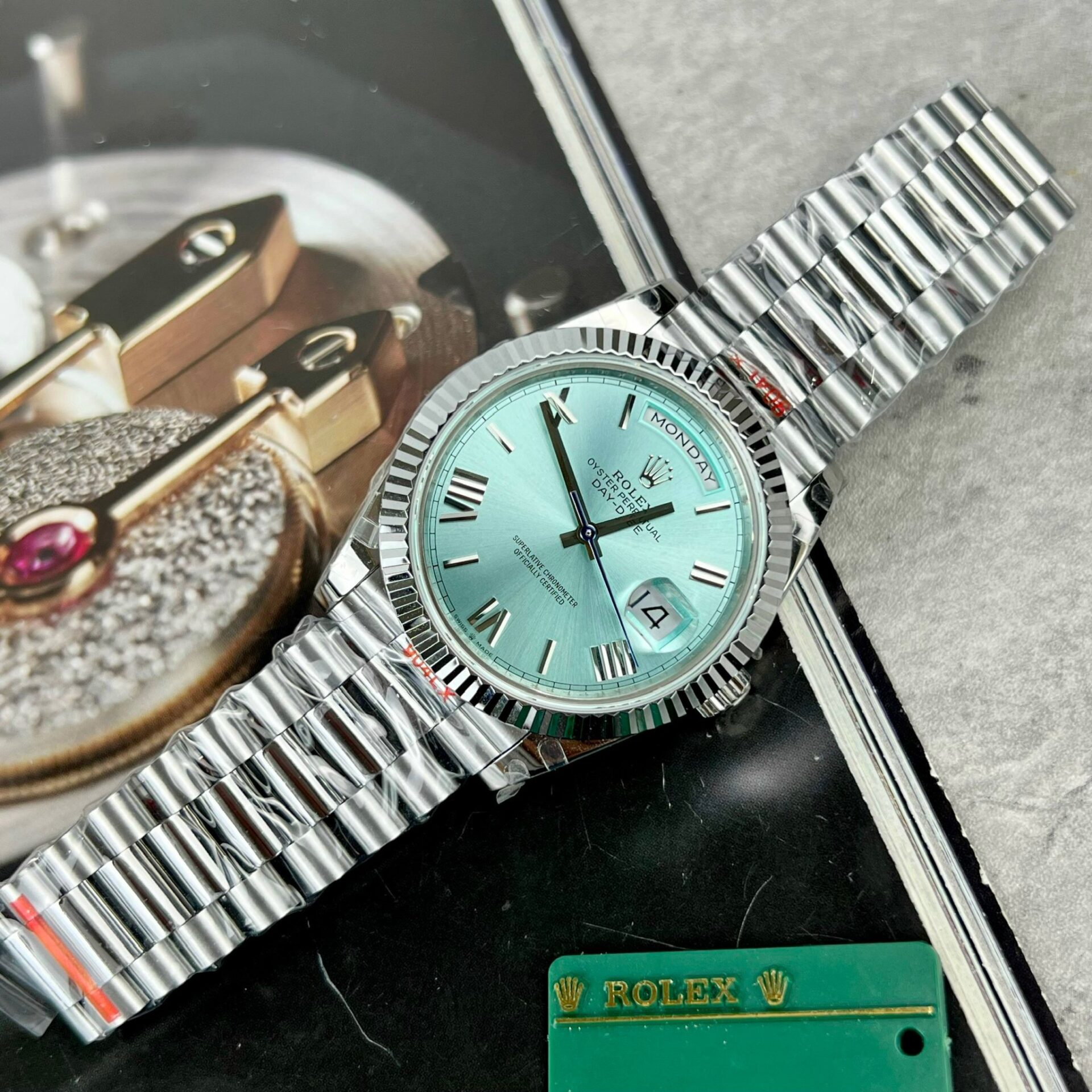 Rolex Day-Date 228236 Replica 11 Watch Ice Blue Dial GM Factory 40mm - Soul Replicas