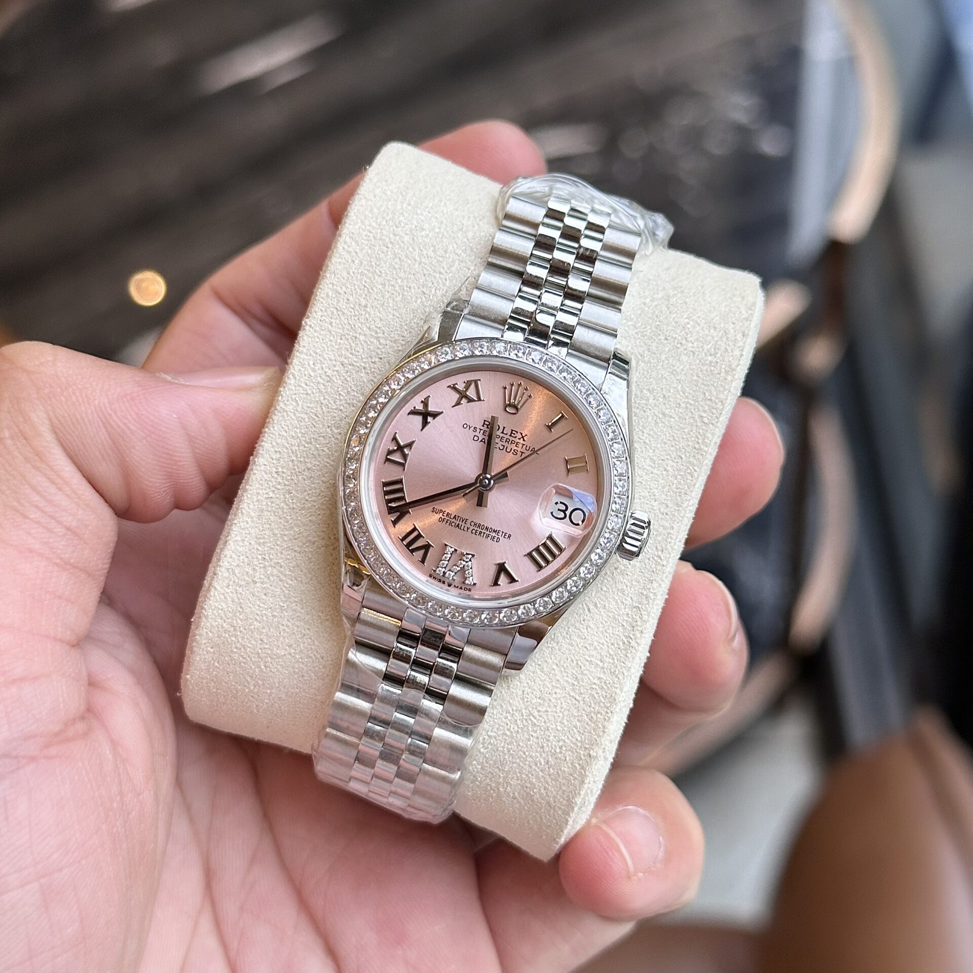 Rolex DateJust With Diamonds Pink Dial Replica Women-s Watch EW 31mm - Soul Replicas