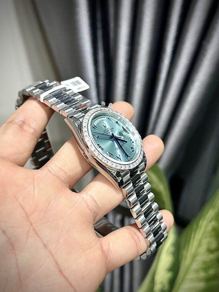 Rolex Day-Date Replica Watch Ice Blue Dial Number Pile Arabic GM Factory 40mm - Soul Replicas