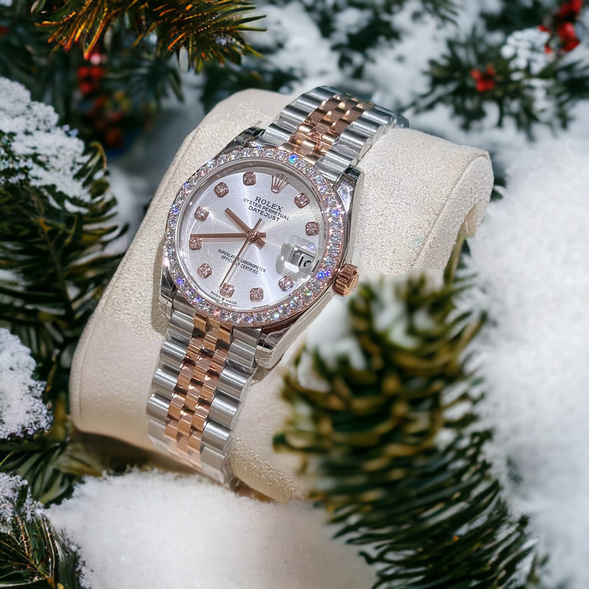 Rolex DateJust Moissanite Diamond White Dial Replica Watch Demi 31mm - Soul Replicas