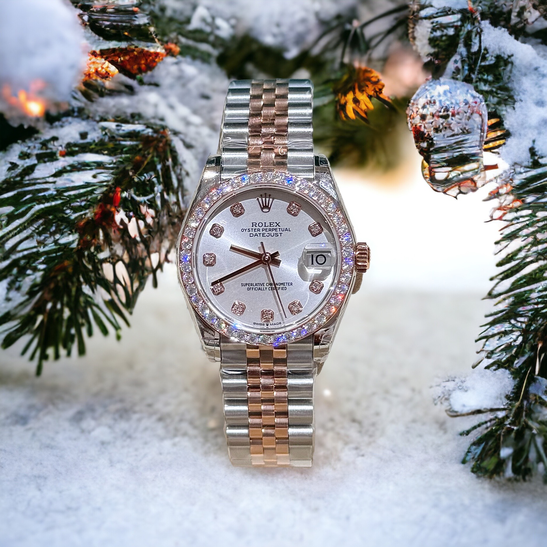 Rolex DateJust Moissanite Diamond White Dial Replica Watch Demi 31mm - Soul Replicas